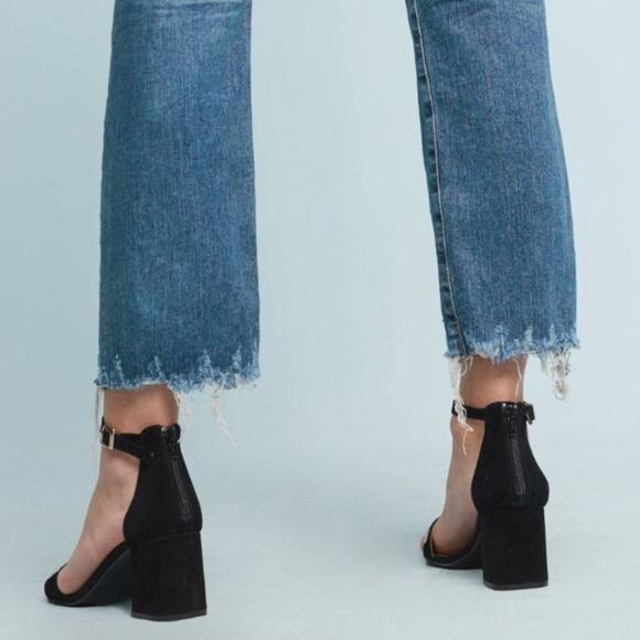 SEYCHELLES BLACK SUEDE SANDAL BLOCK HEEL ANKLE STRAP SILVER ACCENT SIZE 9 - Picture 2 of 8